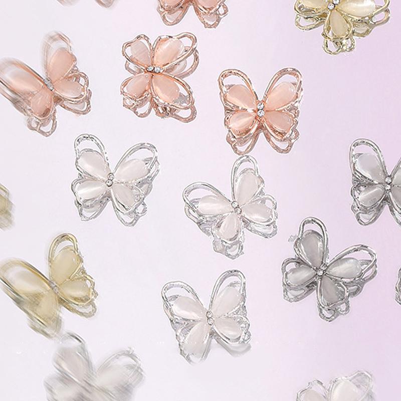 3Pcs Diy Nail Art Decoration 3D Cat'S Eye Butterfly Nail Art Charm  Nail Drill For Manicure Design Accessory