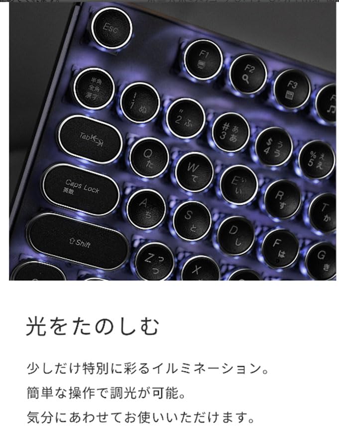 style mechanical keyboard blue axis JIS standard 109 keys USB wired Japanese keyboard HKW.Typewriter (black)