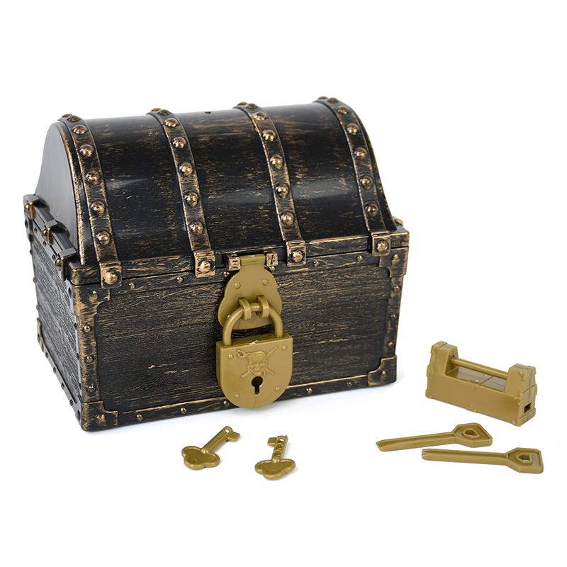 Gold Pirate Treasure Chests Candy Box Kids Children Gift Vintage Halloween Party Decor Jewelry Storage Organizer Box Case Holder
