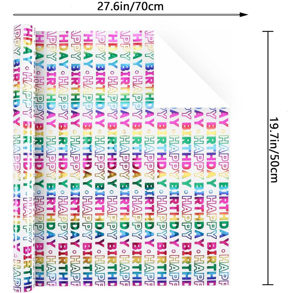 3pcs Rainbow Foil Wrapping Paper Colorful Gift Wrap For Birthday Wedding Party Festival Gift Wrapper