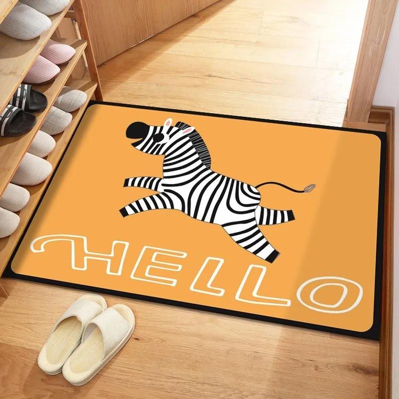 Cute Cartoon Pattern Door Mat with Animals Flowers Designs Floor Mat for Home Entrance Decor Adding Playful Charm