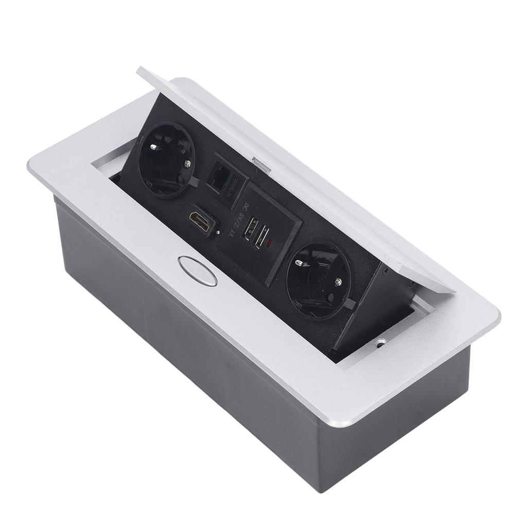 Desktop Socket 16A Power Strip Table Connection Box Dual USB EU Standard AC 250V Welding Free for Of