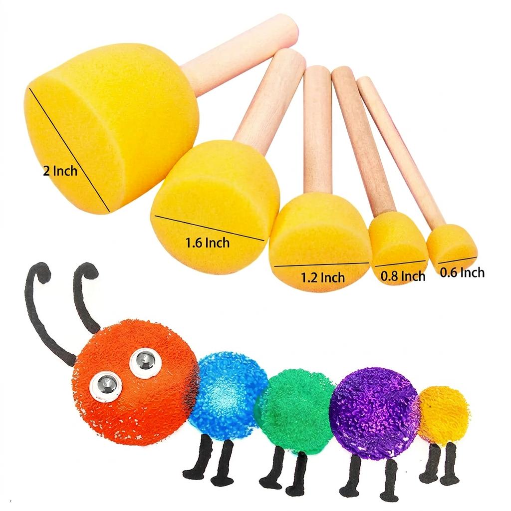 4/5pcs Mushroom Sponge Paint Daubers Wooden Handle Sponge Brushes for Kids Toddler Art Craft Stamping Graffiti DIY Painting