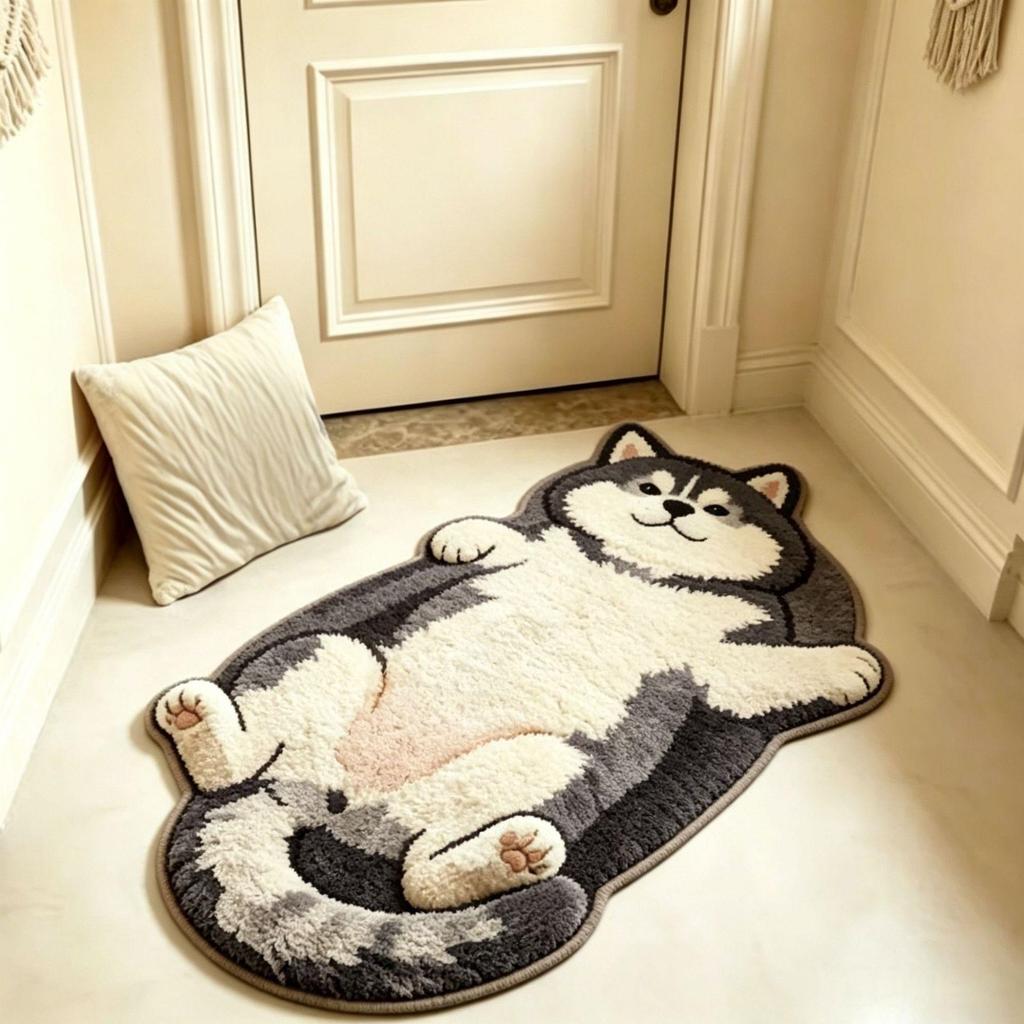 Lying Pug Dog Shaped Doormat 2D Flat Print Non Slip Waterproof Floor Mat For Bathroom Bedroom Animal Decor