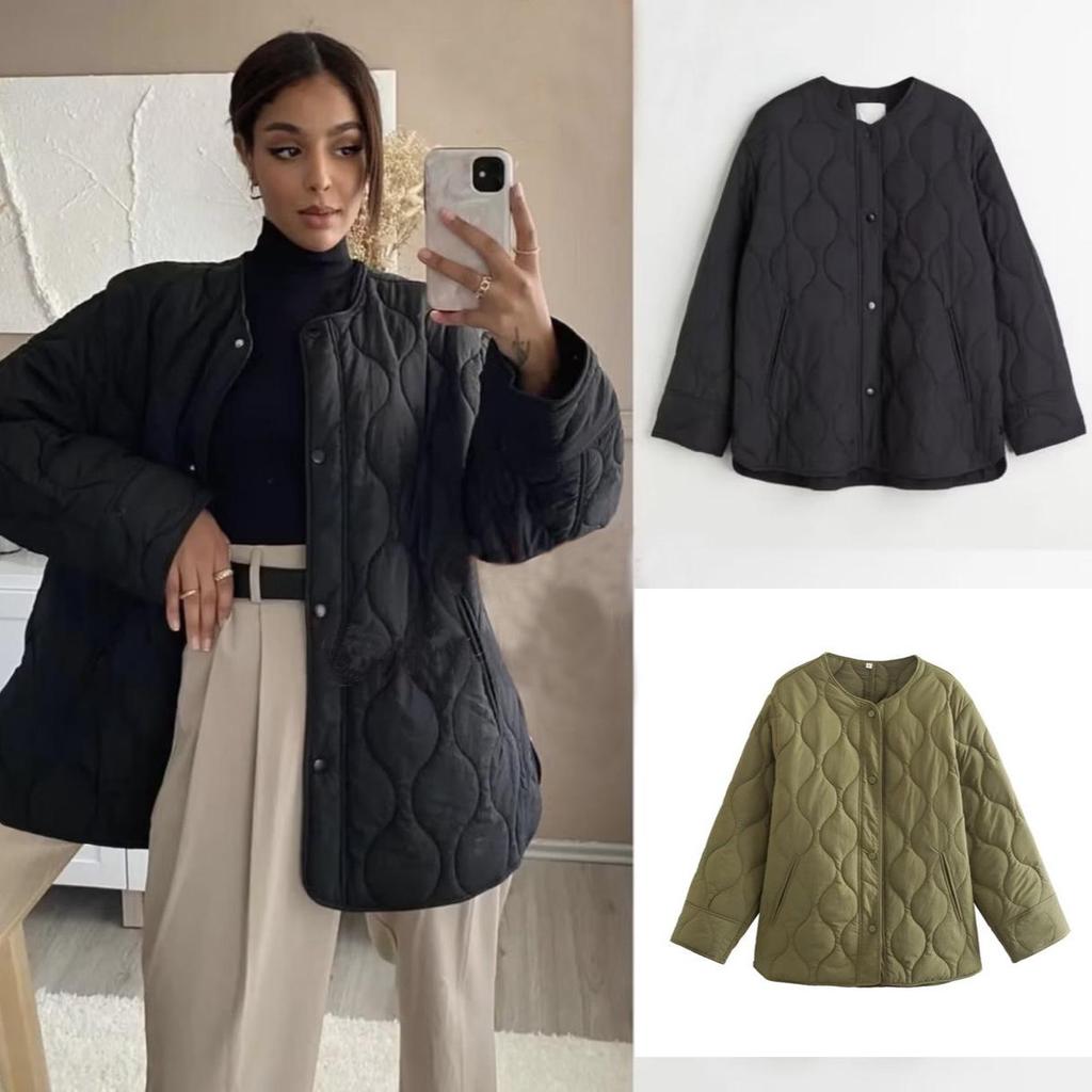 2024 Autumn/Winter Plus Size Women's European & American Diamond Pattern Quilted Cotton Jacket