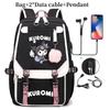 Kuromi Student Backpack With Usb Charging Port For Casual Travel And School Use