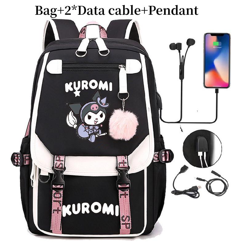 Kuromi Student Backpack With Usb Charging Port For Casual Travel And School Use