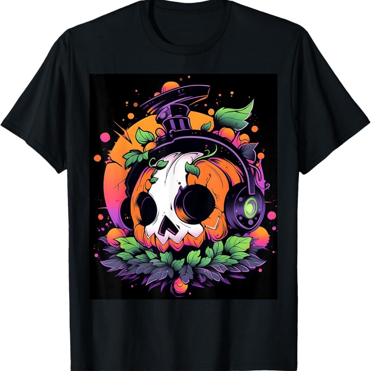 Unleash the Allure of the Occult_ Mysterious Halloween Skull T-Shirt S чёрный