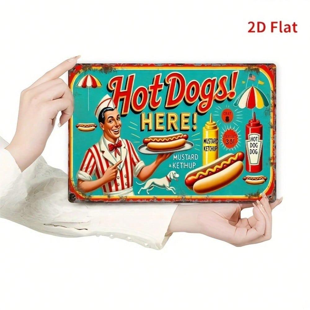 Vintage Metall Hot Dog Wandkunst Retro Diner Schild Rustikale Eisen Dekoration