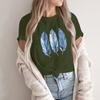 Damenmode, lässig, bedruckt, kurzärmlig, Rundhalsausschnitt, Pullover