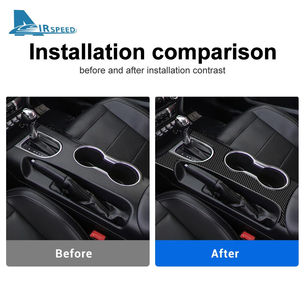 Cover For Ford Mustang 2015 2016 2017 2018 2019 2020 2021 2022 2023 Real Carbon Fiber Gear Shift Car Center Console Sticker