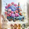Spring Gnome Window Clings Floral Berries Gnome Glass Stickers Double-Sided Reusable Static Decals
