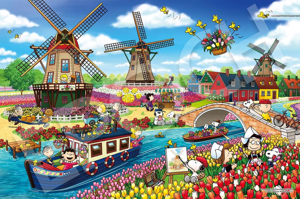 Epoch 1000 Piece Jigsaw Puzzle PEANUTS Snoopy Snoopy Tulip Field (50 X 75cm) 12-623s with Glue and Spatula with Score Ticket EPOCH