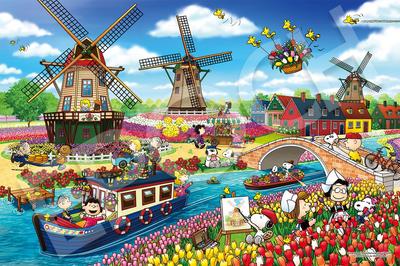 Epoch 1000 Parça Yapboz PEANUTS Snoopy Snoopy Lale Tarlası x yapıştırıcı ve spatula ile puan fişi EPOCH (50 75cm) 12-623'ler