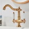Basin Faucets Antique Brass Bathroom Faucets Industrial Style Sindle Hole Dual Handle Contemporary Water Mixer Tap  85537