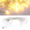 Ball String Lights Waterproof USB Port Power Supply LED Decorative Ball Lights For Bedroom Wedding Party Warm White 3m/9.8ft 20