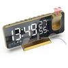 Radio LED Digital Smart Alarm Clock USB Powered Desktop Wake Up Clock with 180 Degree Time Projector Display for Home Bedroom