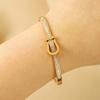 ZAKOL Classic Stainless Steel Open Bracelet for Women Men Horseshoe Buckle U-shaped Inlay Zircon Waterproof Zircon Gift