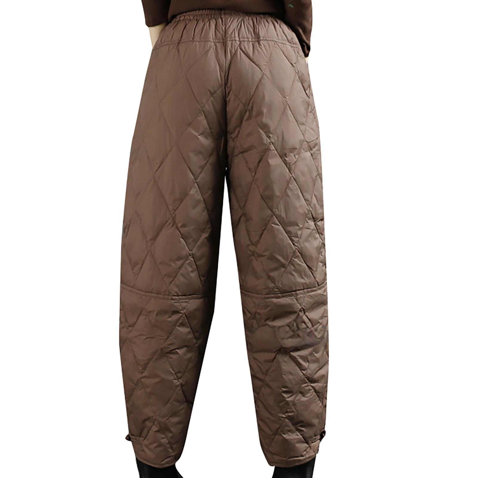 

Women s Retro Artistic Color Pants With Diamond Pressure Thread Buckle Windproof And Warm Casual Cotton Pants XXL кавовий