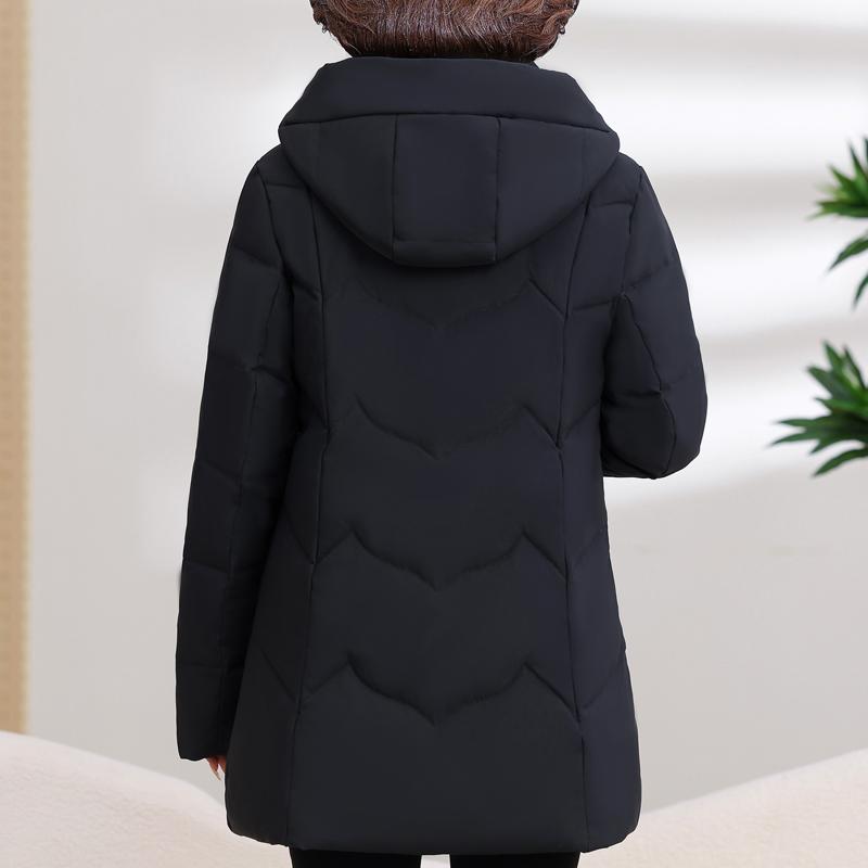 Middle Age Women's Puffer Jackets Winter Vintage Parkas Hooded Plus Size Elegant Thick Warm Down Coats Woman Outerwears