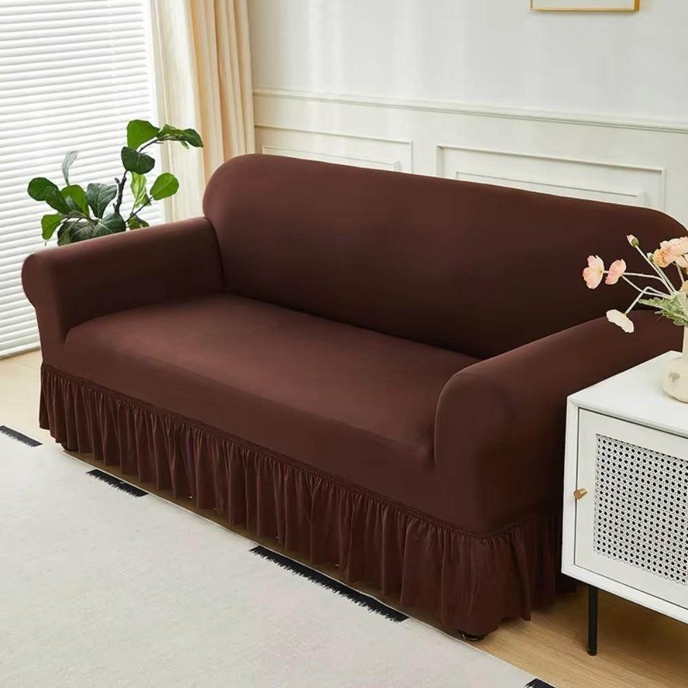 Dustproof Stretch Sofa Slipcover 1/2/3/4 Seat Solid Color Couch Cover Non-slip Sofa Cover Home Use
