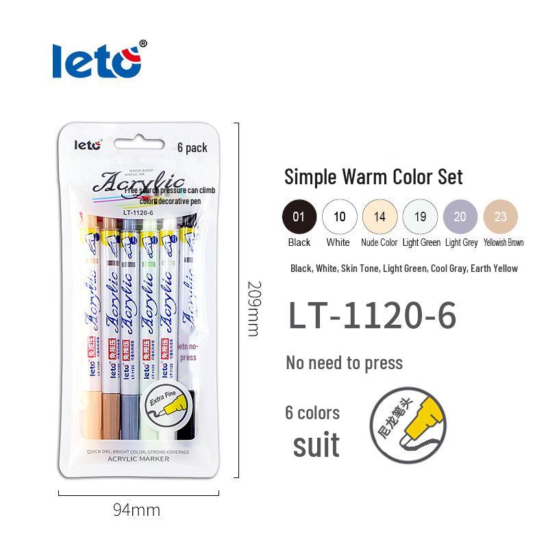 Letu Soft Tip Acrylic Marker Pens - Waterproof, Opaque, Colored for Students