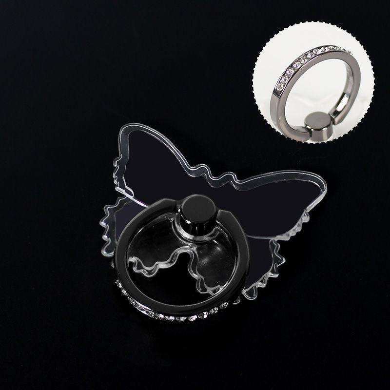 

Transparent Butterfly Finger Ring Mobile Phone Holder for iPhone 15 Smartphone Sticker Stand Accessories Foldable Support