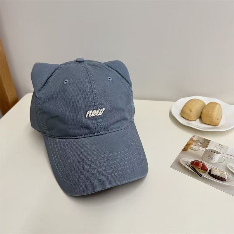 New cat ears cute baseball cap children's summer Korean version of versatile puppy embroidery show face small cap