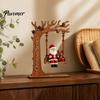 Unique Wood Craft Gift Wooden Swing Ornament with Santa Claus/Bear for Christmas, Tabletop Natural Grain Ornaments Claus Figurine Home Living