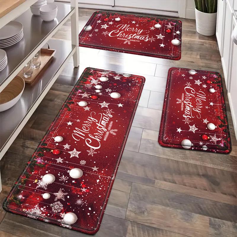 Christmas Kitchen Mats Entrance Doormat Decor Winter Xmas Hallway Balcony Rugs Bath Non-slip Foot Pad Christmas Decorations