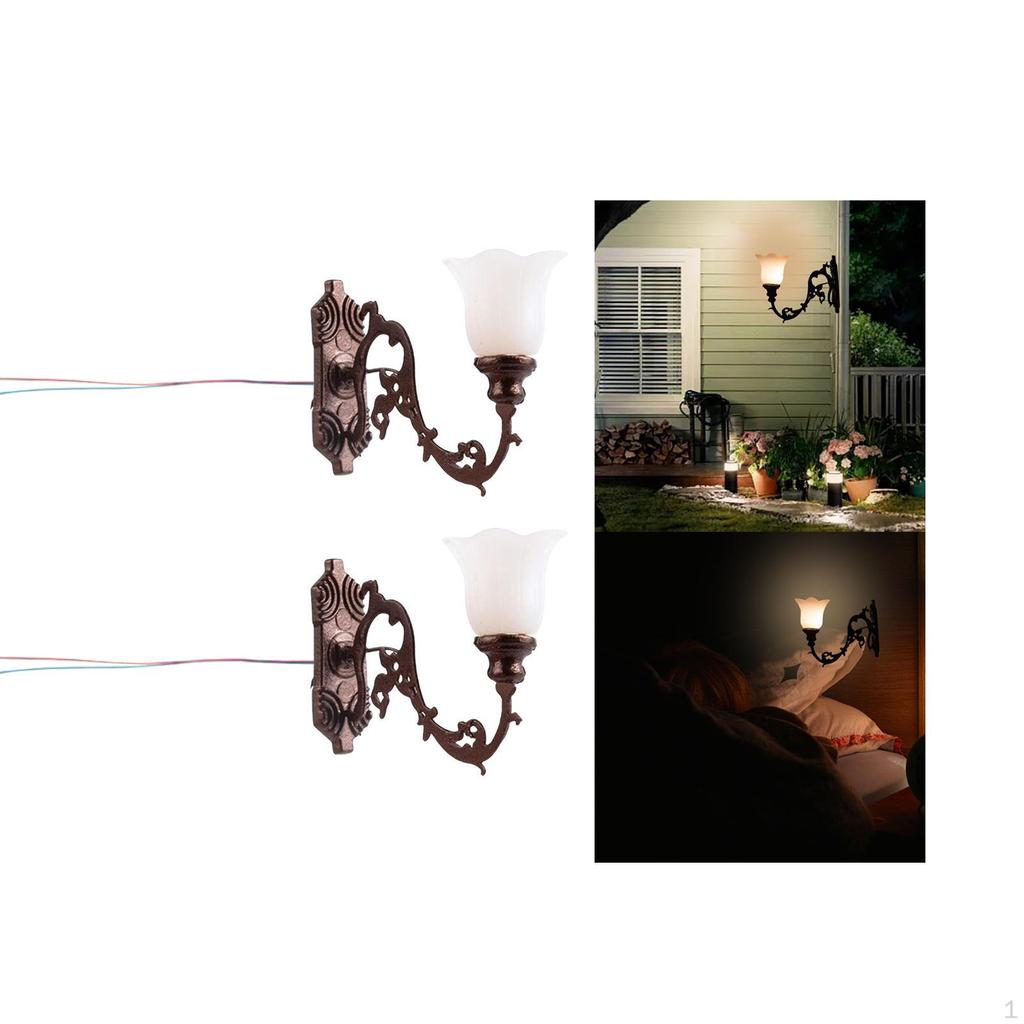 2 Pieces Miniature Street Lights Hanging Lamp Ornament Toy Accessory 1:12 Vintage Wall Models