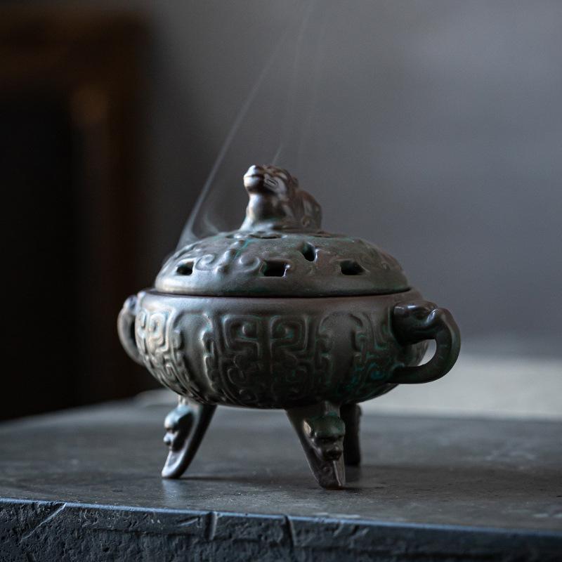 Retro Pixiu plate incense burner household indoor incense burner incense sandalwood burner agarwood mosquito coil tray