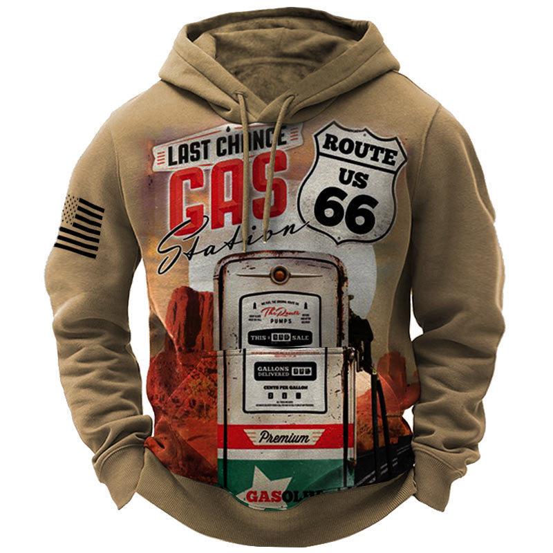 Vintage Hoodie Route 66 3d Moto Print Hoodies Fashion Hoodies Streetwear Casual Jacket Sweatshirts For Men Oversize Sweatshirt