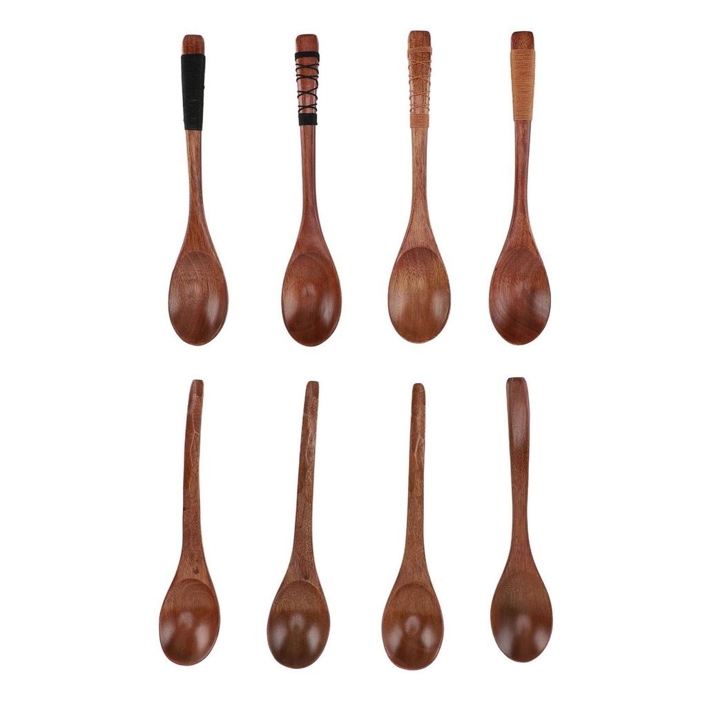 Wood Soup Spoons Japanese Style Wooden Spoon Set Kitchen Utensil for Eating Cooking Mixing Stirring Set 2