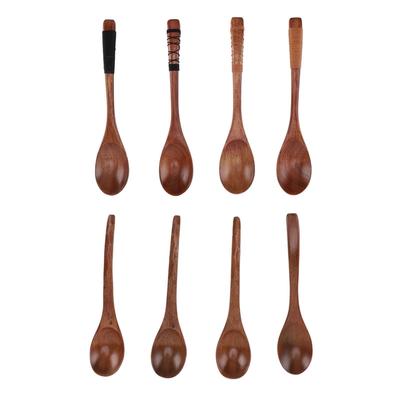 Wood Soup Spoons Japanese Style Wooden Spoon Set Kitchen Utensil for Eating Cooking Mixing Stirring Set 2