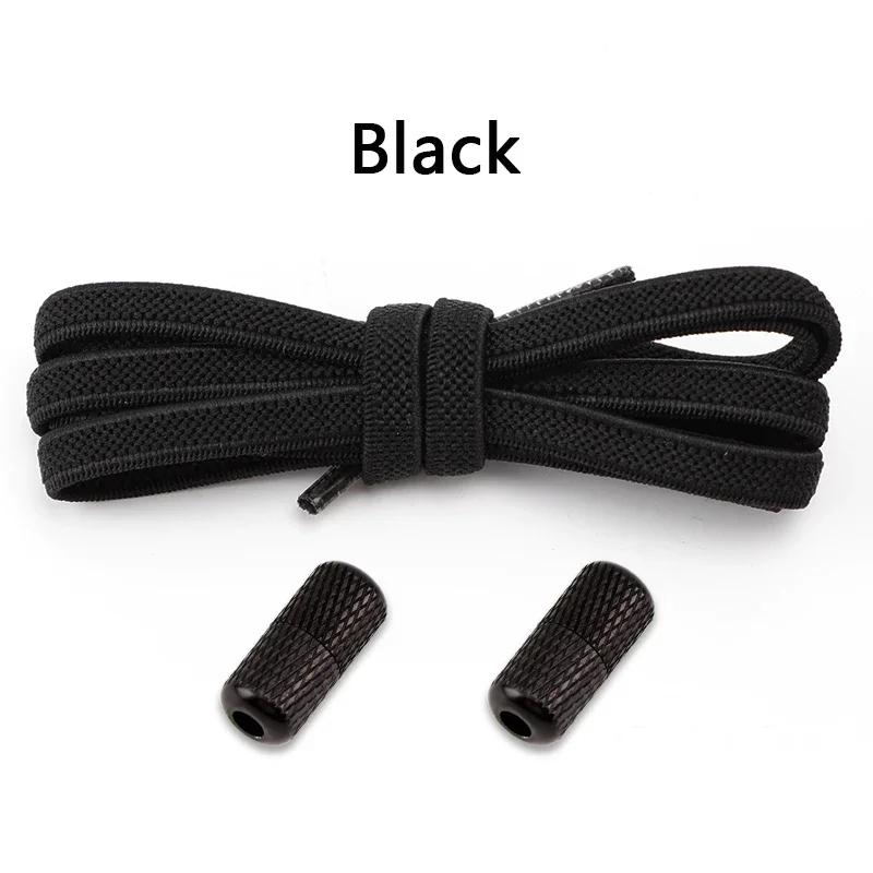 1 Pair Elastic Shoelaces Without Ties Flat Shoe Laces Round Metal Capsules Lock Rubber Band Lazy Shoes Lace For Sneakers