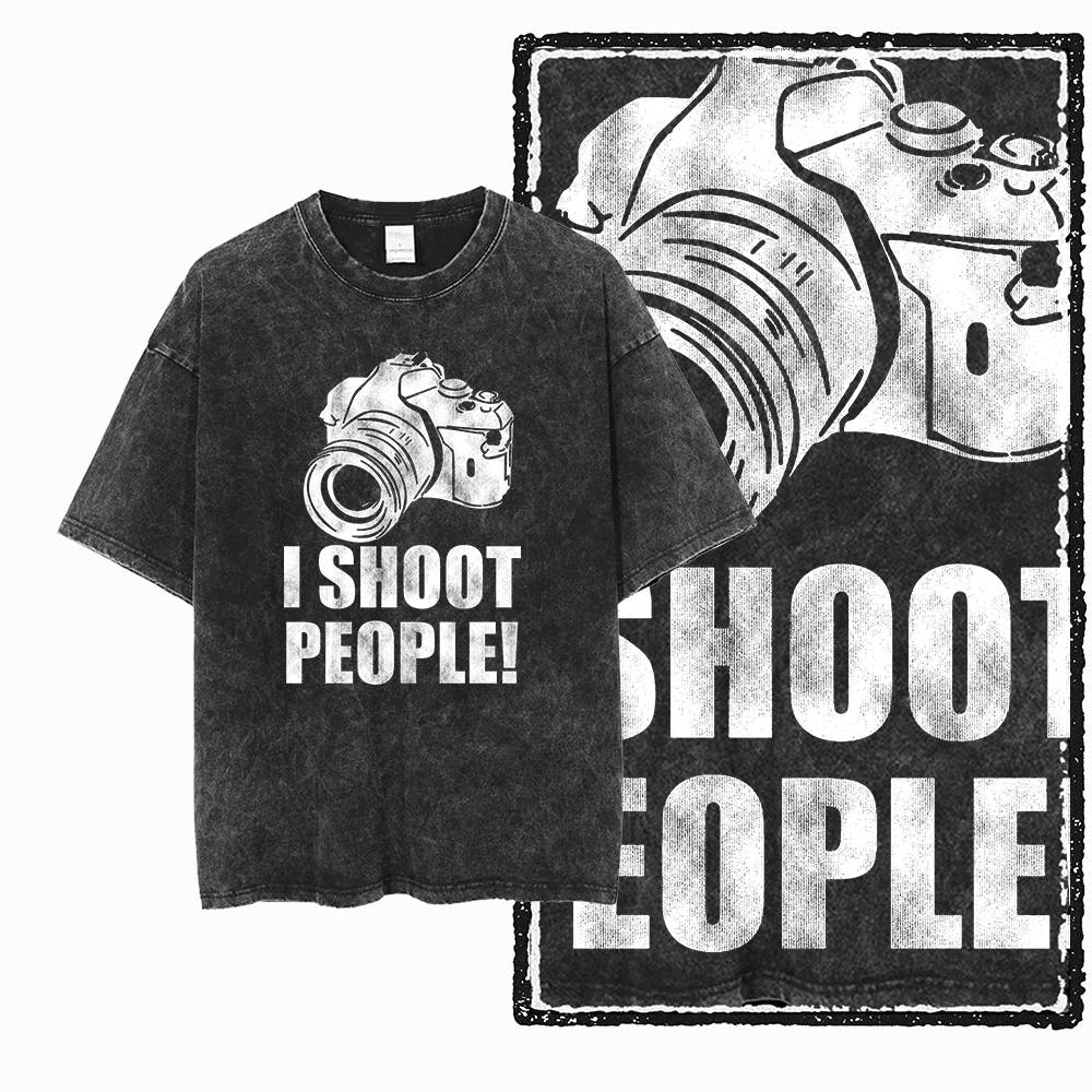 2026 Hot Sale Washed Distressed Men Women Photographer T-Shirt Photography Black Cotton Camera Lover Graphic Print Cotton Tee Shirt Short Sleeve Top