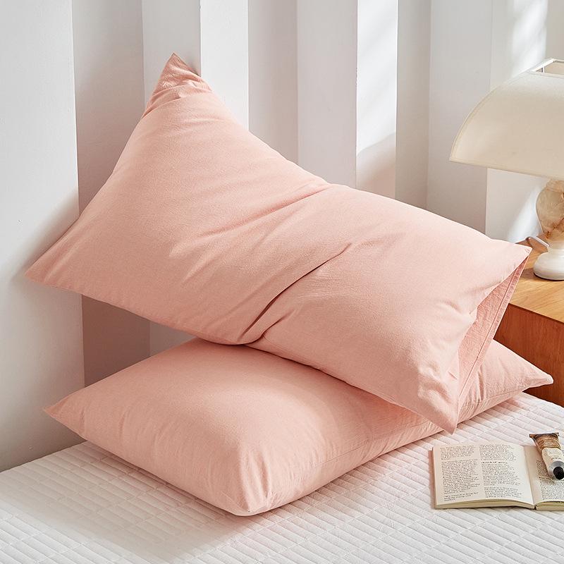 Sada 2 povlaků na polštáře z čisté bavlny barvené přízí, 48x74 cm, pro jednu osobu, povlaky na polštáře z prané bavlny.