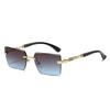 New square fashion sunglasses European and American personality borderless leopard decoration personality trimmed PC sunglasses
