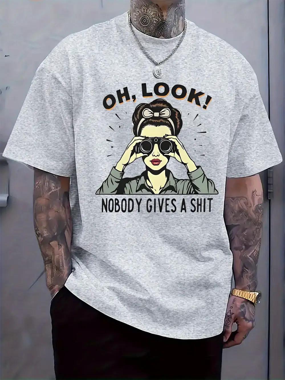 

Retro Graphic Print T-shirt - Oh Look! Nobody Gives a Shit Funny Design XXXXL