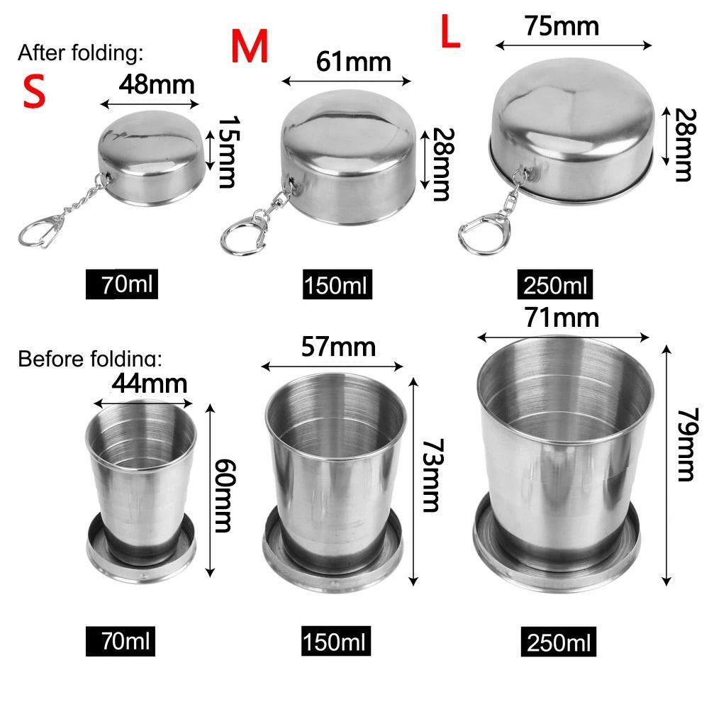 Portable Camping Mug Stainless Steel Water Drinking Cup Sturdy Outdoor Telescopic Cup Hiking