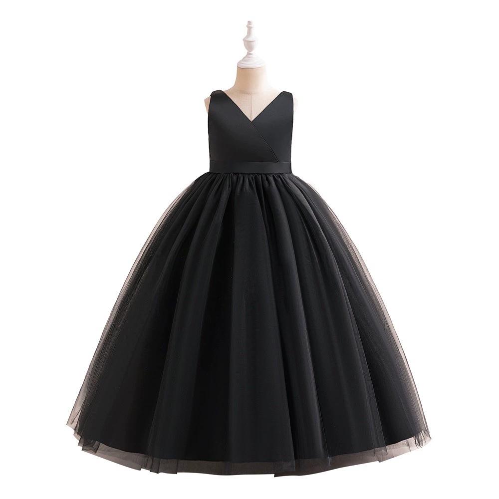 European & American Style Girls' Puffy Satin Mesh Sleeveless Gown for Weddings, Birthdays, & Performances - 2022 Collection