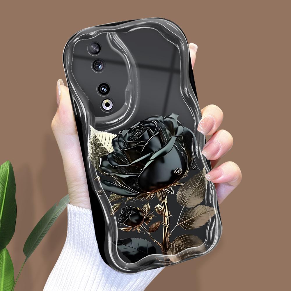 Sött tecknat mönster Krämig textur Skal Vågig kant Mjukt silikonskydd Mobilskal för Huawei Honor Infinix Tecno iPhone