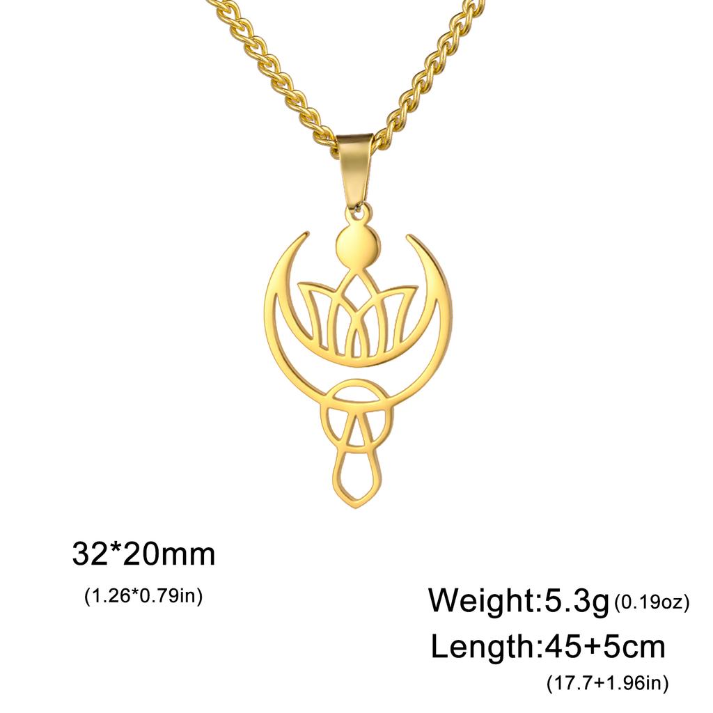 Crescent Moon Lotus Pendant Mace Necklace for Women Stainless Steel Jewelry Neck Link Chain Valentine's Day Christmas Gifts New