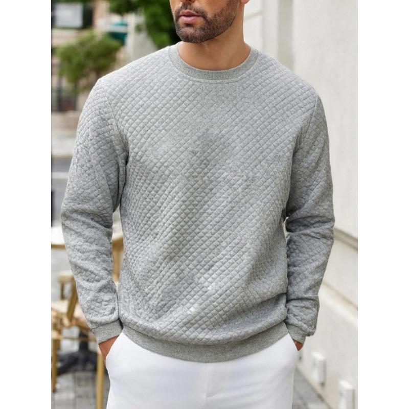 Neues Frühlings- und Herbst-Rundhals-Einfarbiges Waffel-Casual-Langarm-Pullover-Sweatshirt