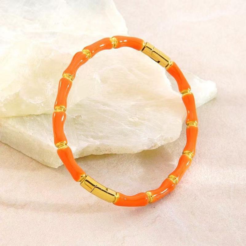 Women's Bamboo Joint Titanium Steel Oil Drip Bracelet: Simple, Durable, Fade-Resistant Stainless Steel