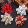 Gold Glitter Christmas Flower Vine Garland for Doors and Windows