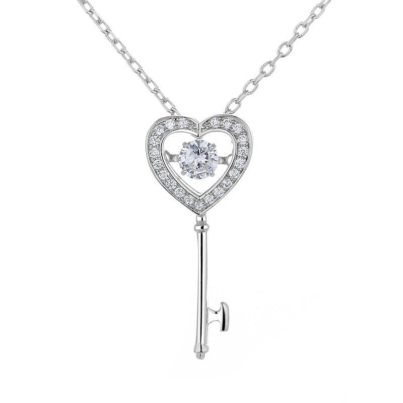 

Модное корейское ожерелье-чокер с кулоном в виде сердца-ключа - Женский простой короткий чокер для ключицы, полностью усыпанный паве платиновый