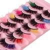 8 Pairs Colored False Eyelashes, 3D Mink Faux Lashes With Color Tips, Dramatic Fluffy Volume Strip Lashes Colorful Lash Extensions For Makeup
