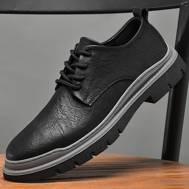 

Мужские туфли Оксфорды на толстой подошве, роскошные, на шнуровке, для улицы, новая мужская повседневная кожаная обувь высокого качества для вечеринок и бизнеса 45 чёрный